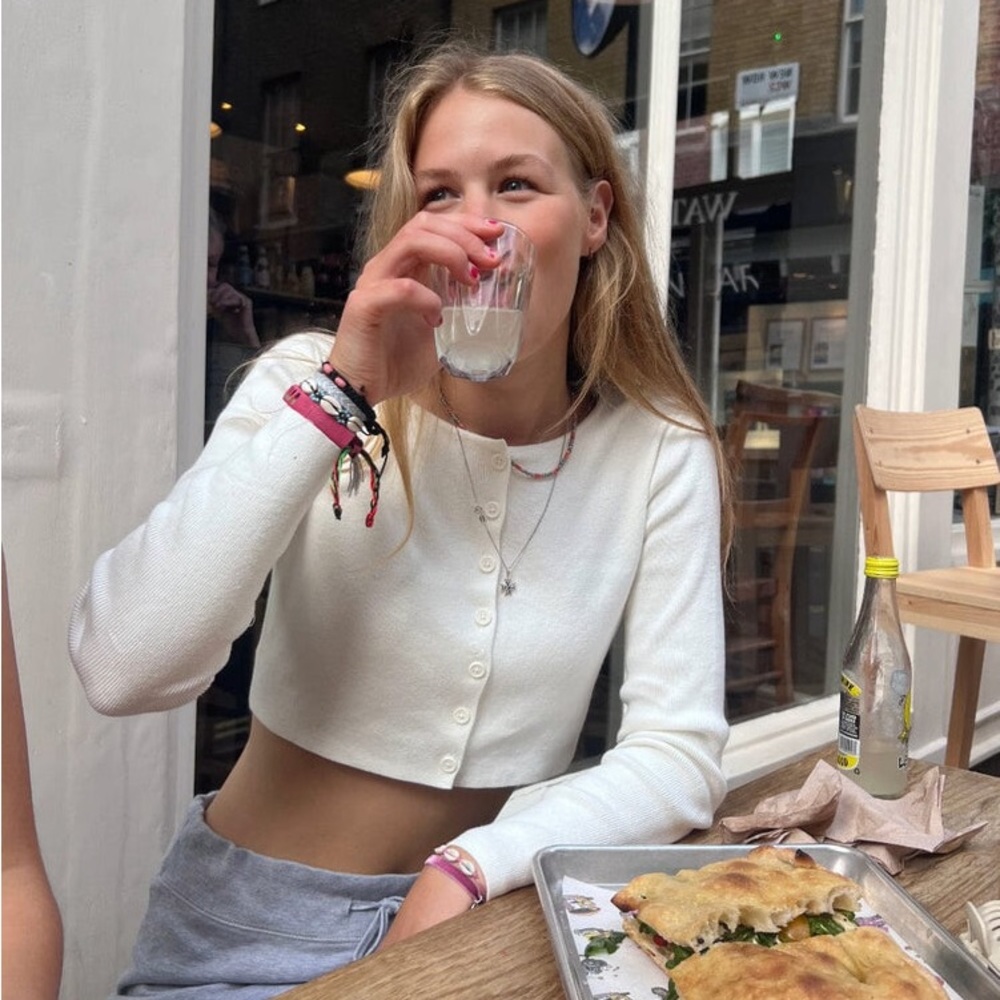 brandy melville white athelia knit top